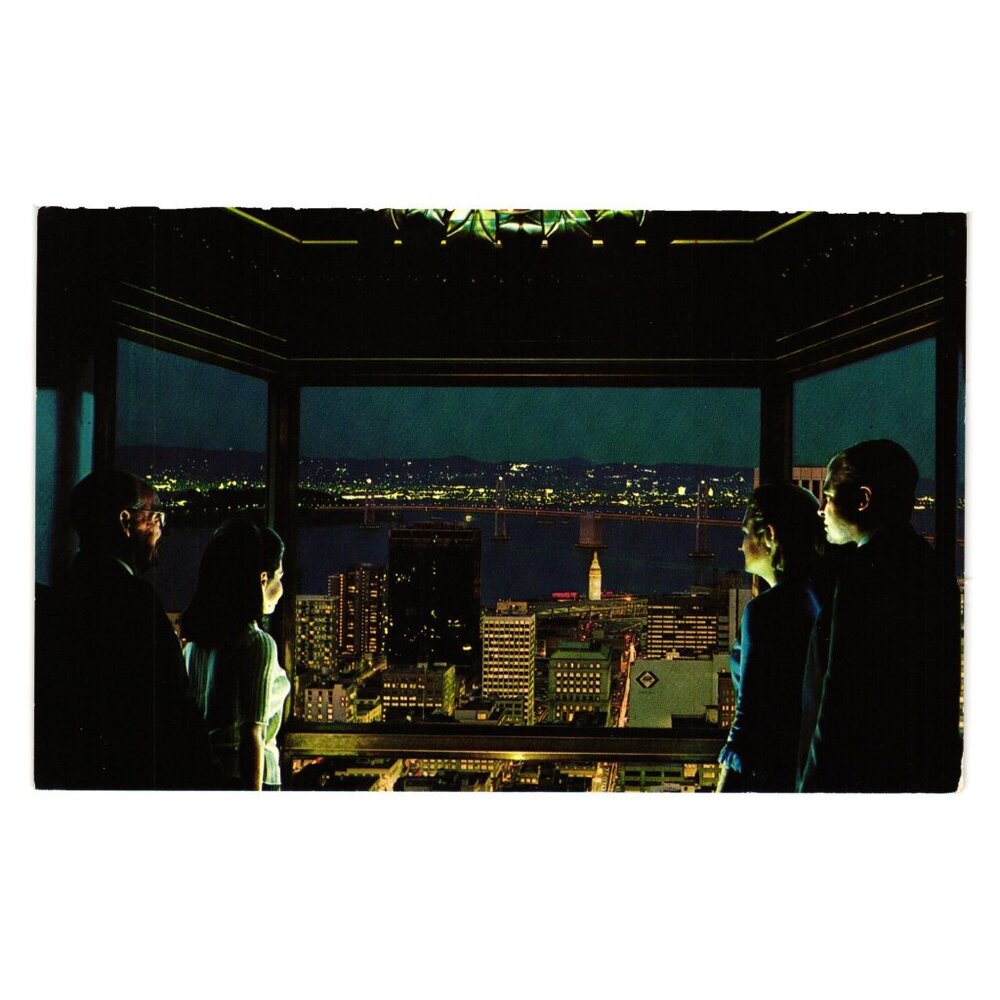 Fairmont Hotel San Francisco Vintage Postcard Scenic Night View With Sky Lift